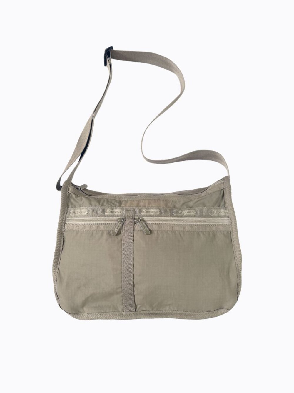 Vtg 90s LeSportsac Made USA Deluxe Everyday Bag Crossbody Tan Nylon Pouch Travel